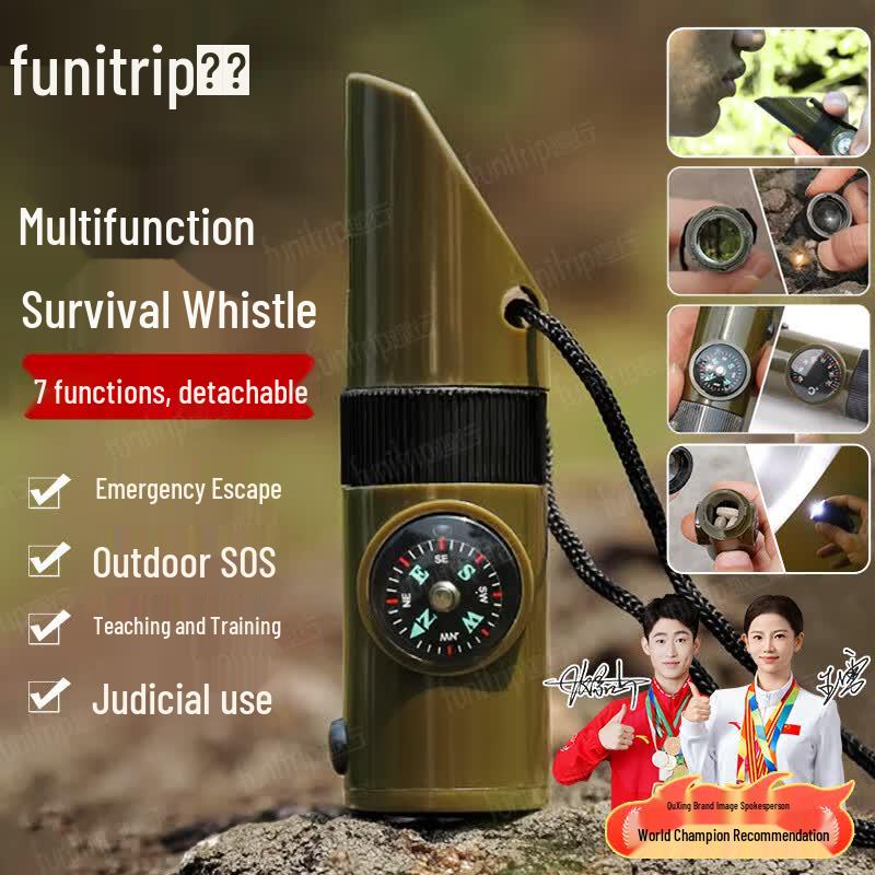 Multi-functional 7-in-1 Emergency Whistle
