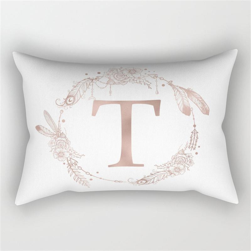 30x50cm English Alphabet A-Z Letter Print Pillowcase Custom Polyester Short PLush Line Sofa Room Home Decoration Cushion Cover