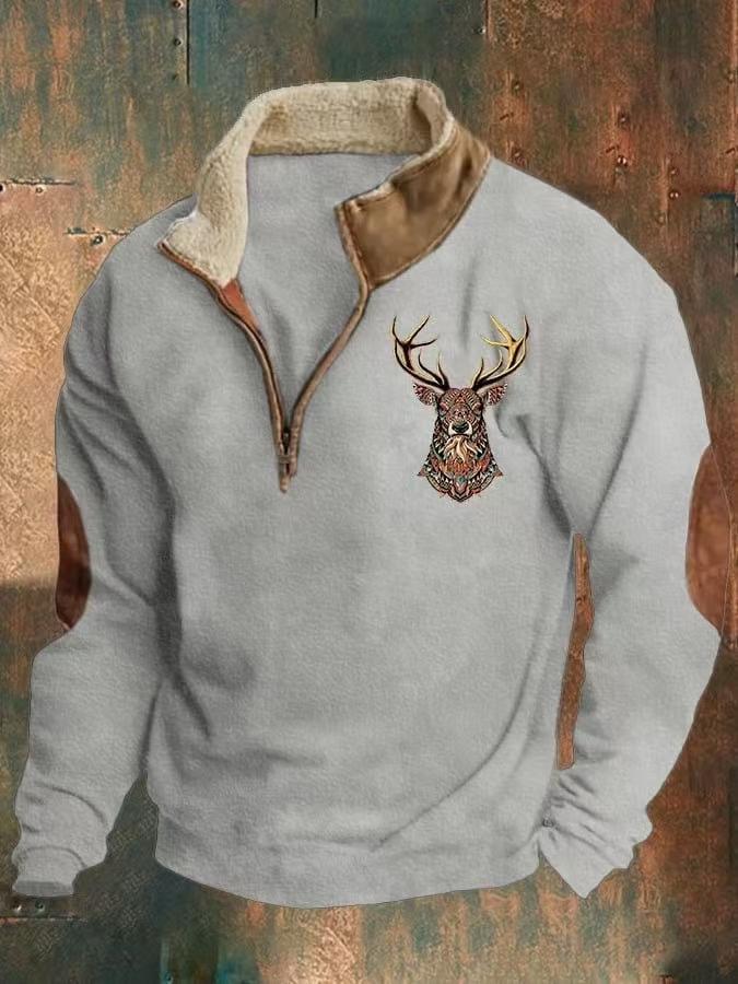Men's 3D Print Half-Zip Long Sleeve Hoodie Jacket