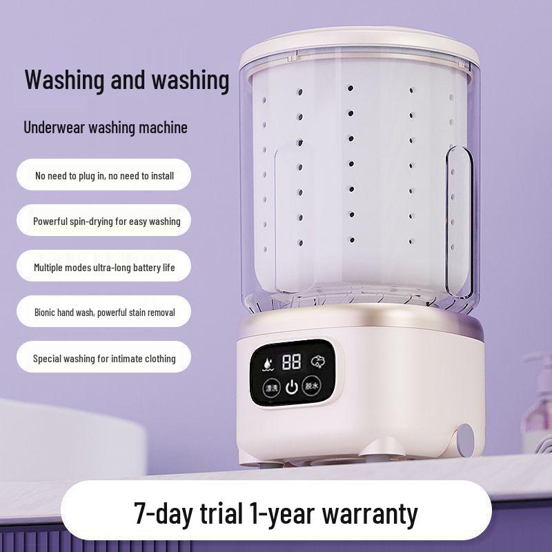 Portable Wireless Mini Washing Machine & Dryer for Underwear and Socks – Rechargeable & Compact