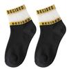 2 Pairs Women Cotton Breathable Mesh Sweat Absorbent Letter Summer Ankle Socks
