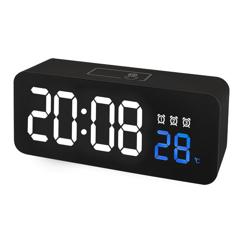Fashionable bedside clock simple multi-functional electronic clock mirror clock multi-set alarm clock with temperature Korean version 6612T