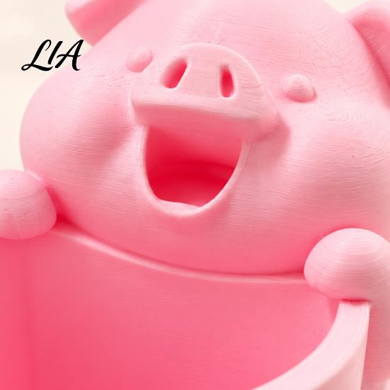 Decorative Desk Accessories 3D Printed Cute Piggy Storage Pot,Cartoon Pig Shaped Pen Holder, Desktop Holder for Makeup Brush Organizer,Multifunctional