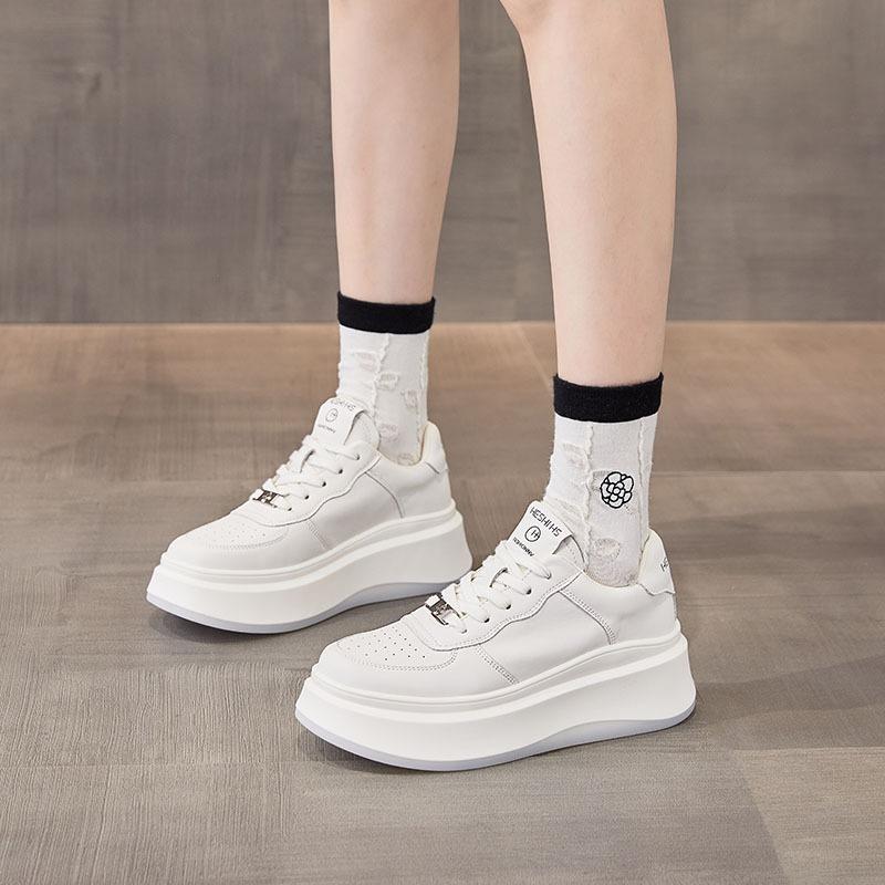 Spring New Platform Version Shoes Sports and Leisure Versatile Women's Shoes Single Shoes White Shoes