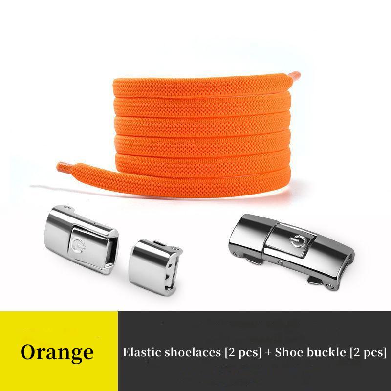 

1 пара ленивых шнурков с пряжкой, эластичная мужская и женская расширенная плоская веревка для шнурков, не нужно завязывать фиксированный артефакт оранжевый
