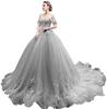 One-word Shoulder Tutu Dress Wedding Dress Birthday Party Art Test Performance Long Trailing Dress