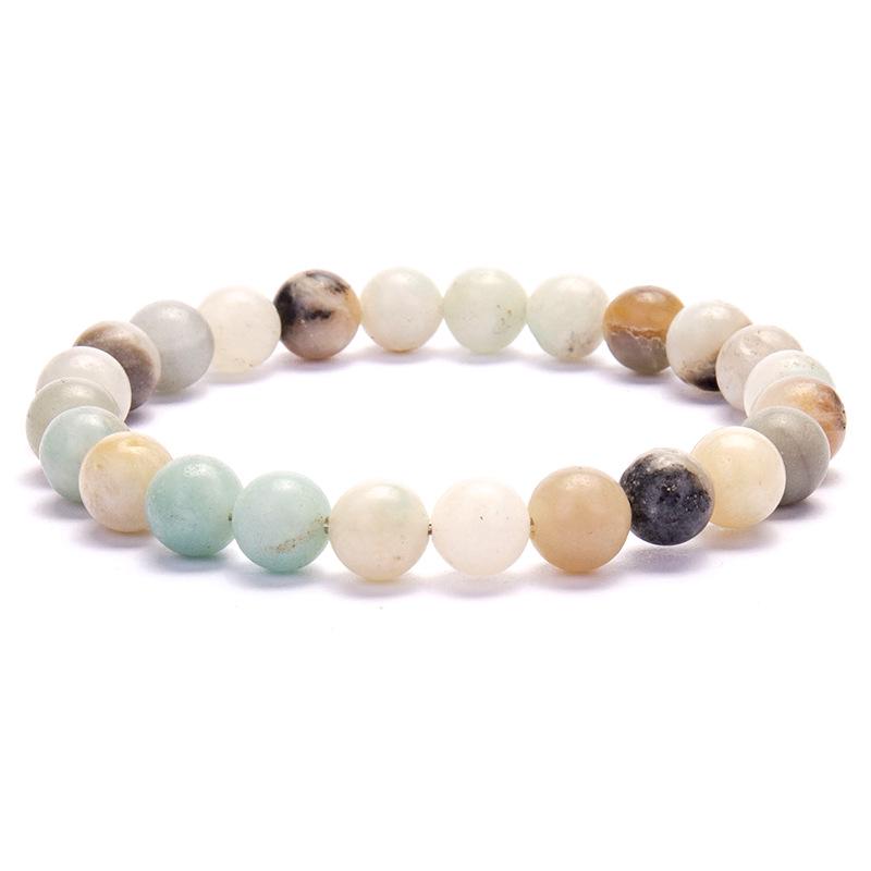 New European & American Style Cross Bracelet, 8MM Natural Stone Beaded Fashion Accessory