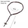 Handmade Wood Beads Rosary Necklace For Women Men Crucifix Cross Pendant Long braided Rope Chain Religious Praye Jewelry
