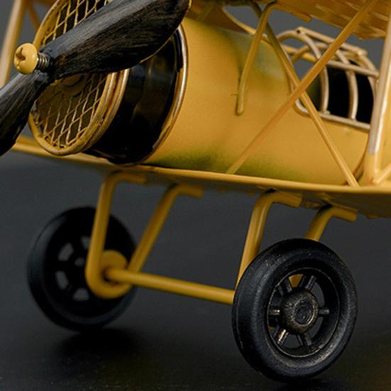 Iron Airplane Model Vintage Biplane Tabletop Ornament Collectible Mini Glider Biplane