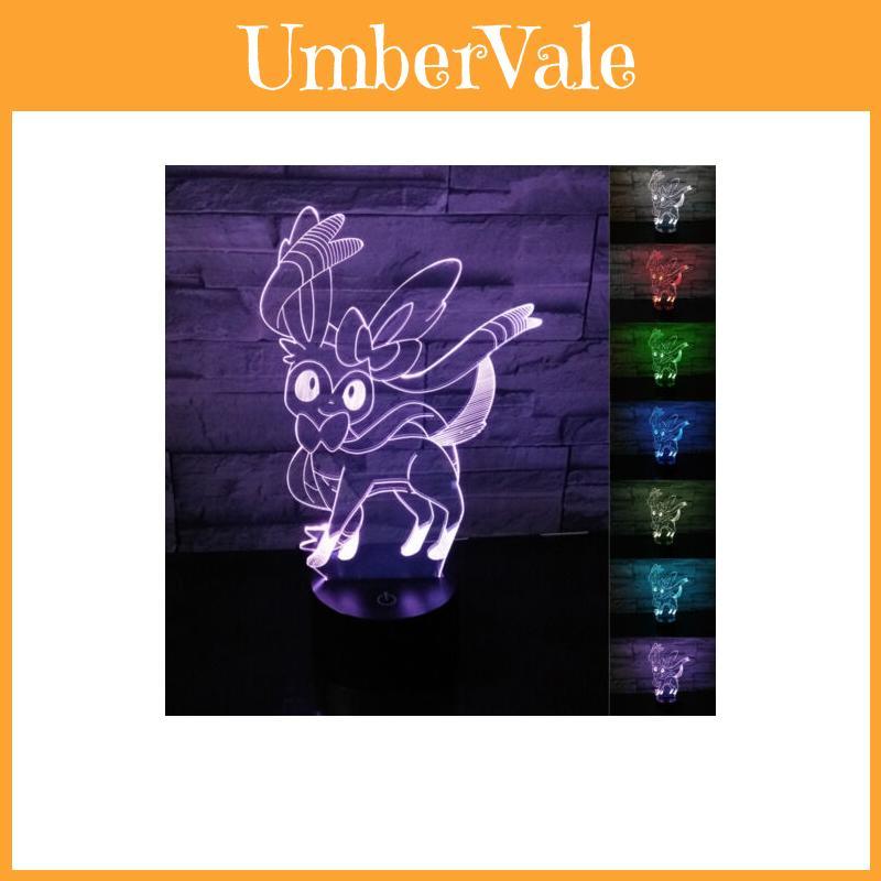 New Pokemon Go 3d Sylveon Night Light With Stunning 7 Color Change Led Desk Lamp