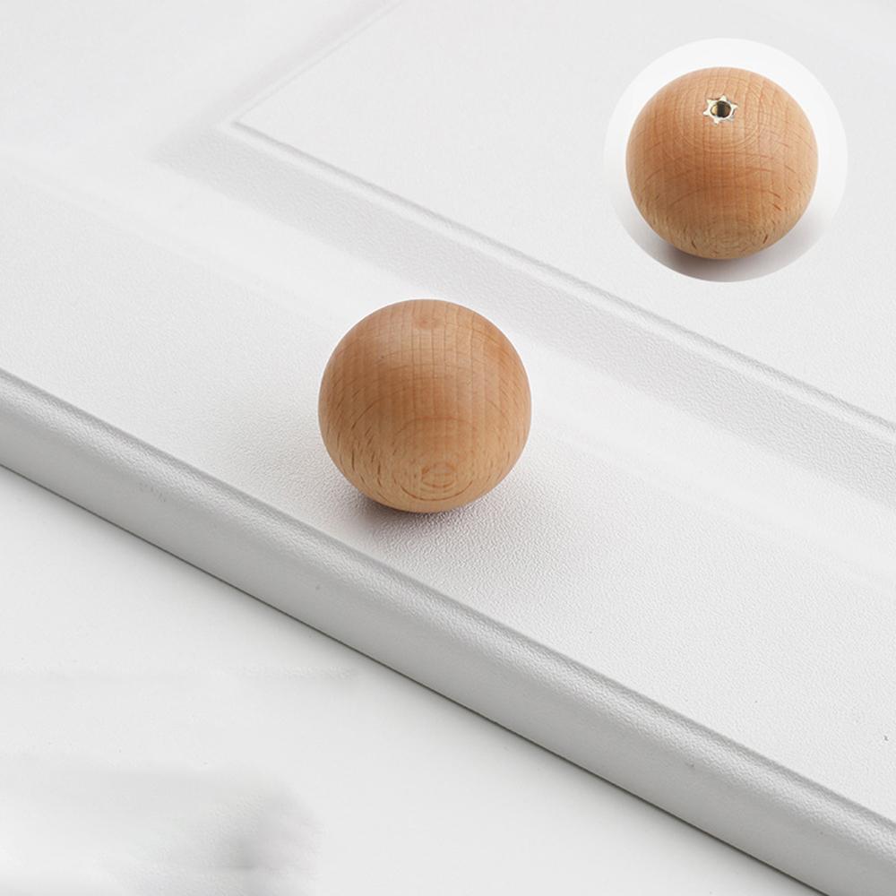 6564 40mm Diameter Drawer Pull Knob Single Hole Wooden Round Ball Cabinet Wardrobe Furniture Handle
