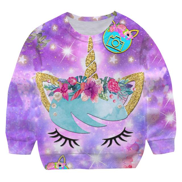 2025 Nová 3D růžová mikina Jednorožec Mikiny Podzim Zima Volný čas Zahradní límeček Chlapci a Dívky Děti Street Wear Mikina 4-14T