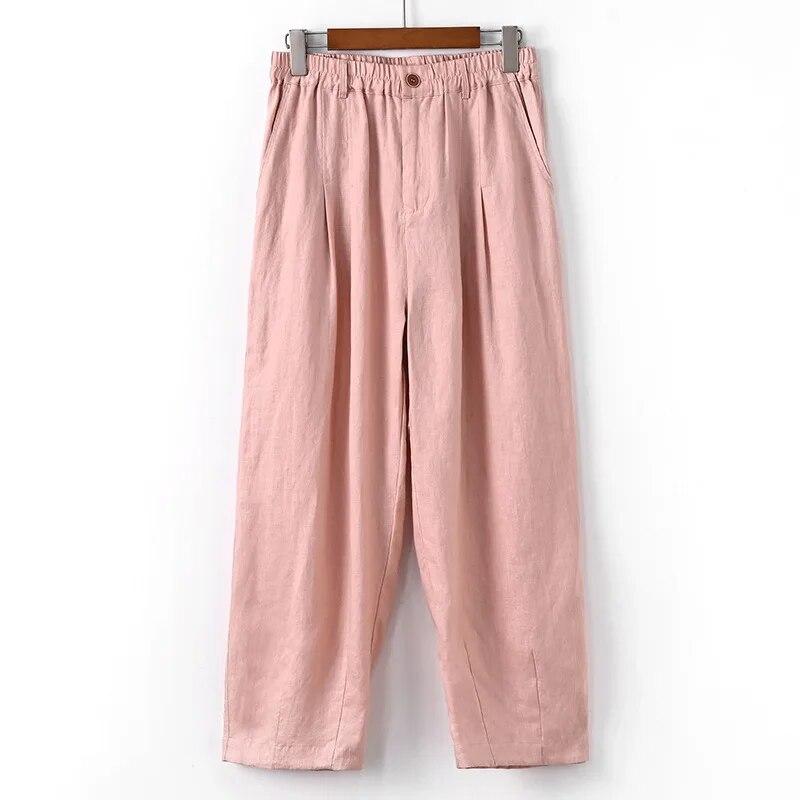 

Johnature женские винтажные прямые брюки на пуговицах однотонные брюки с высокой талией весенние повседневные свободные мягкие брюки XL розовый