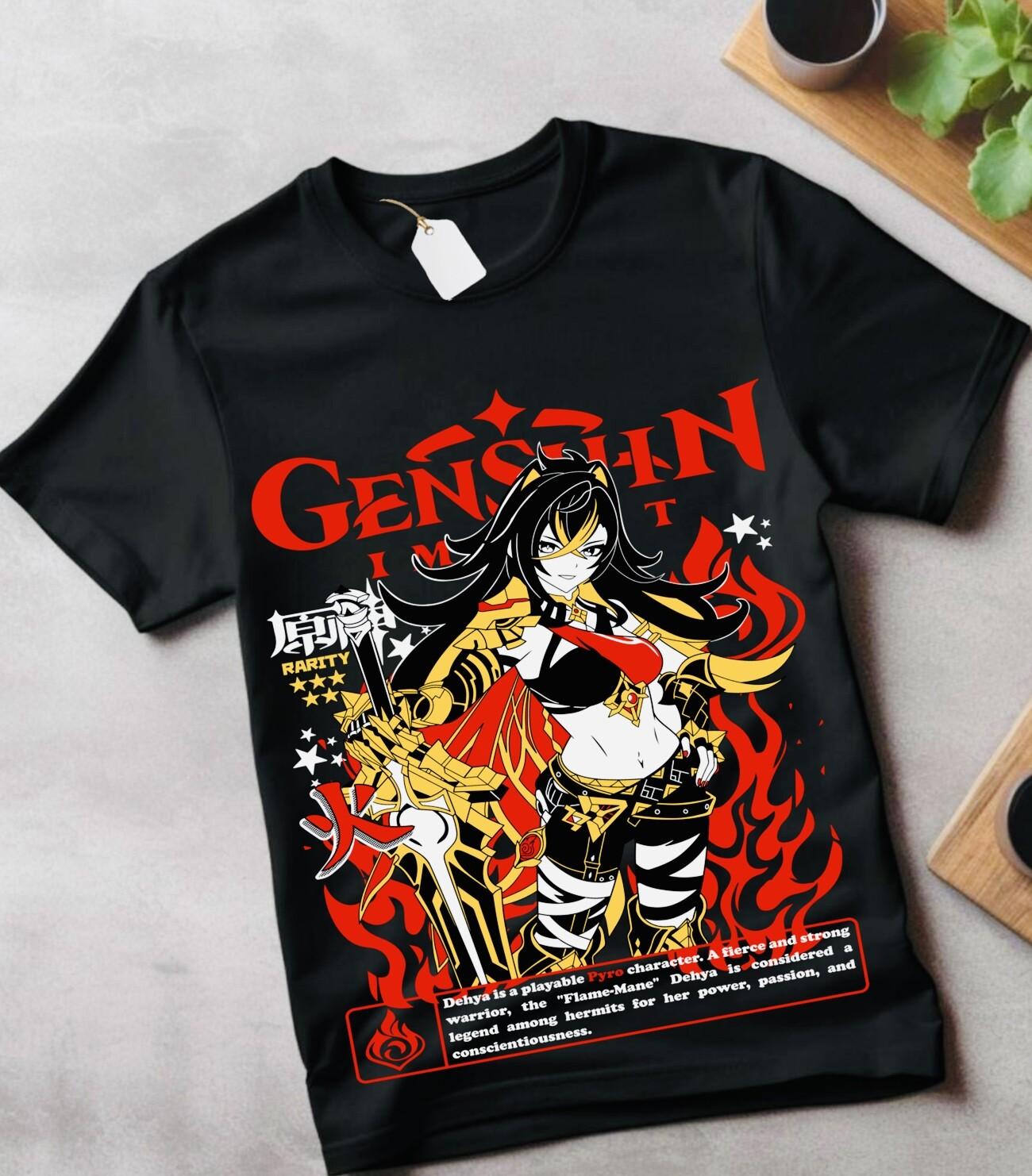 

Ganyu Genshin Impact T-Shirt Mens Womens Tees Top Anime Girl Kawaii Black Shirt Short Sleeve All Size M