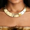 Bold Geometric Choker Necklace Zinc Alloy Gold Plated Statement Collar Party Fashion