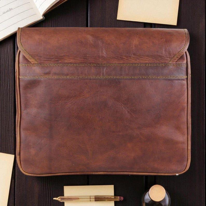 Handmade Real Leather Laptop Satchel – Protective & Stylish Briefcase for Work, Travel Daily Use