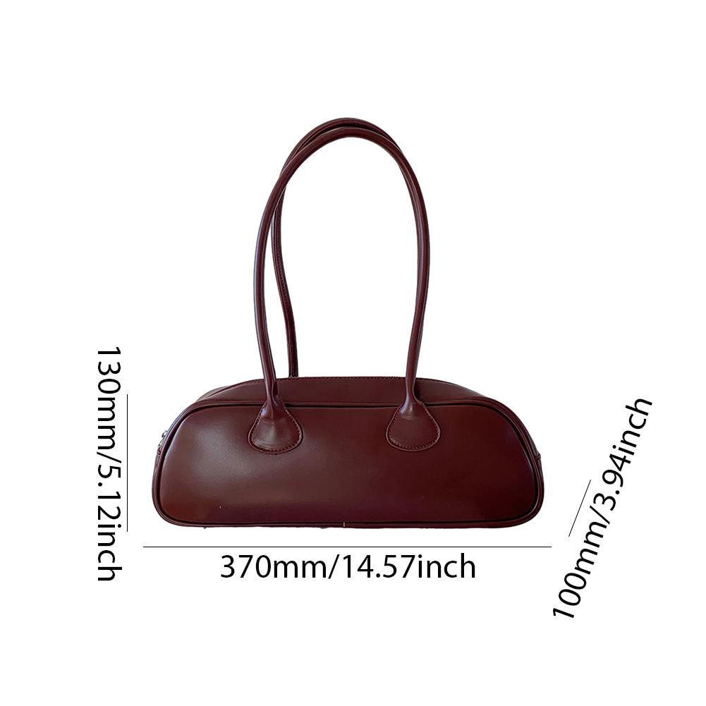 Women Fashion Shoulder Bag Large Capacity PU Leather Vintage Armpit Bags Solid Color Versatile Bowling Bag Commuting Handbag