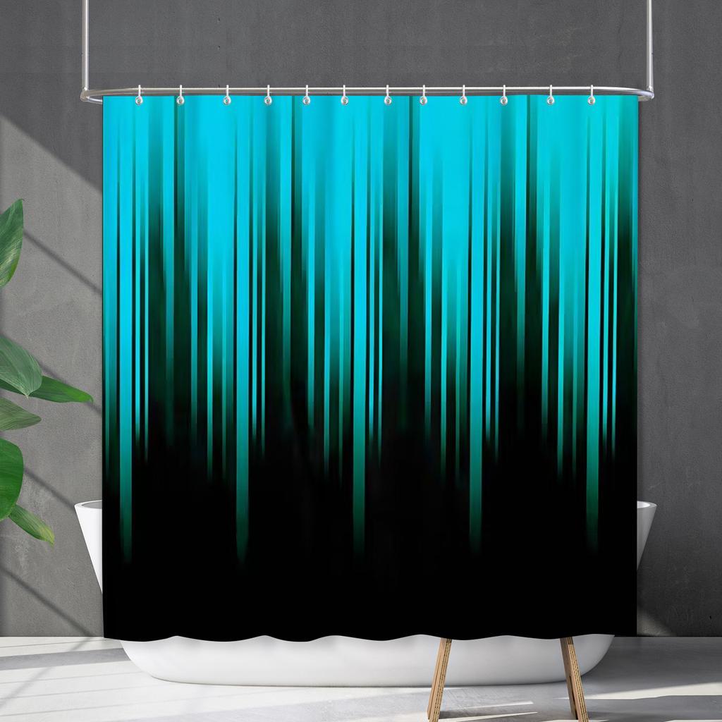 Shower Curtain Waterproof And Mildew-Proof Line Lattice Bathroom Striped Bathroom Curtain Shower Curtain Partition Curtain Free Of Punching