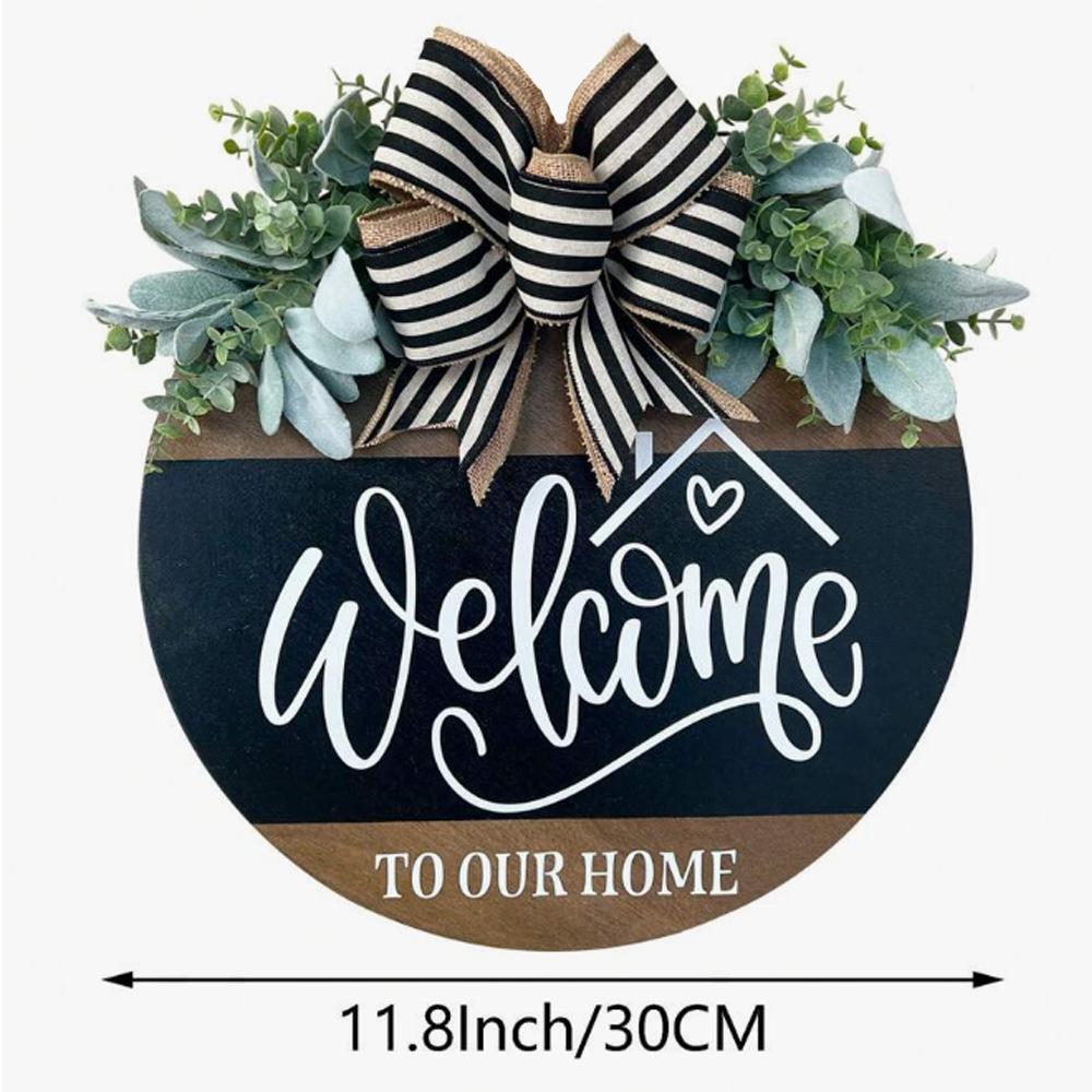 Front Door Farmhouse Wreath: Welcome Sign for Spring & Summer Decor