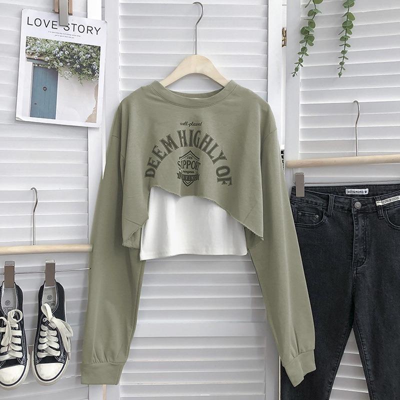 

Sweater women s design sense new student thin loose short two-piece vest top XXL зелений