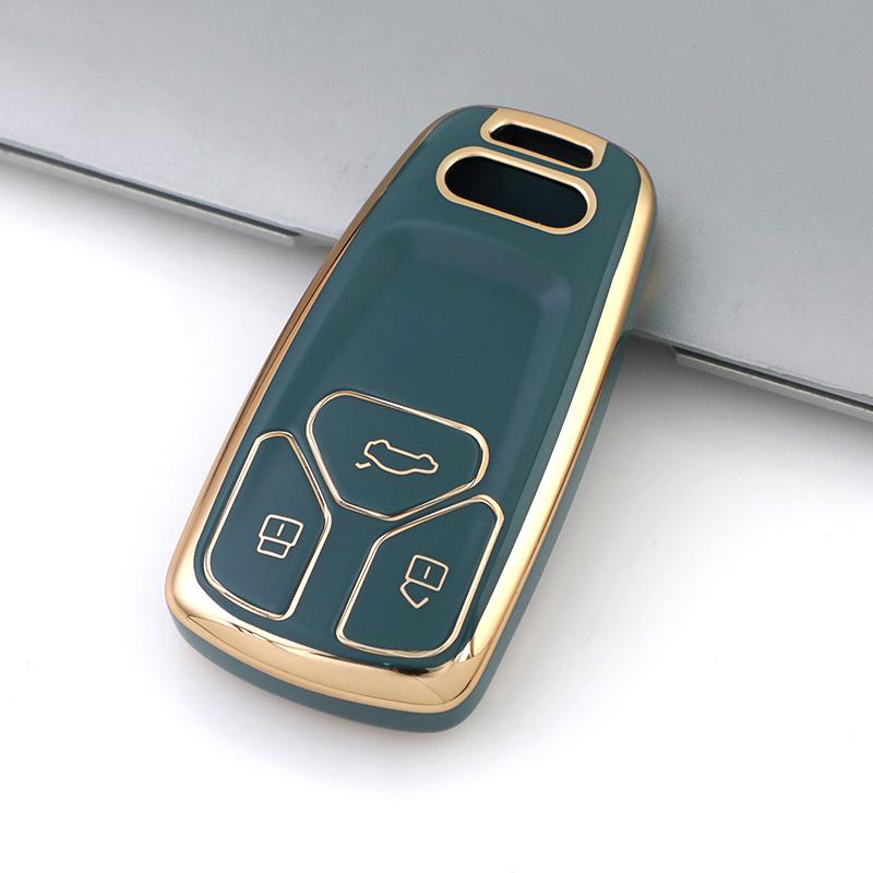 

Чехол для автомобильного ключа из ТПУ с 3 кнопками, сумка-брелок для Q3 A4 A5 Q5 Q7 SQ7 8W S4 S5 TT TTS 8S RS TFSI, бесключевые аксессуары серый