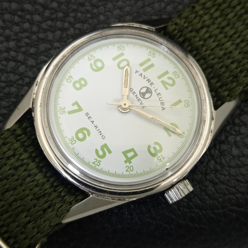 SWISS VINTAGE FAVRE LEUBA SEA KING 101 HAND-WINDING MENS WHITE WATCH a703731-1