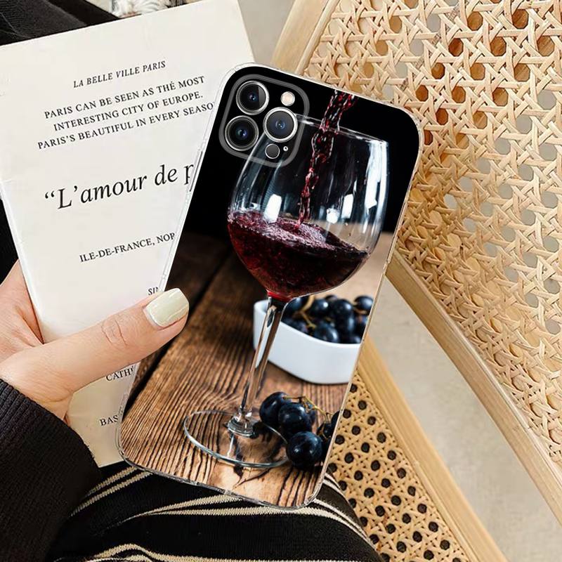 

Elegant Red Wine Glass Phone Case Silicone Soft for iphone 14 13 12 11 Pro Mini XS MAX 8 7 6 Plus X XS XR Cover 7 plus or 8 plus