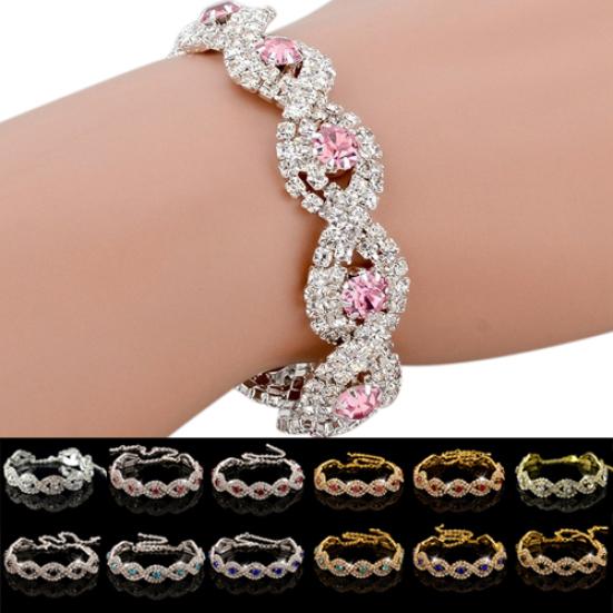 Women's Elegant Wedding Banquet Bangle Cocktail Party Rhinestone Bracelet