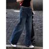 Plus Size High Waist American Style Women's Jeans - Spring/Autumn Loose Straight Wide-Leg for Pear Shape.