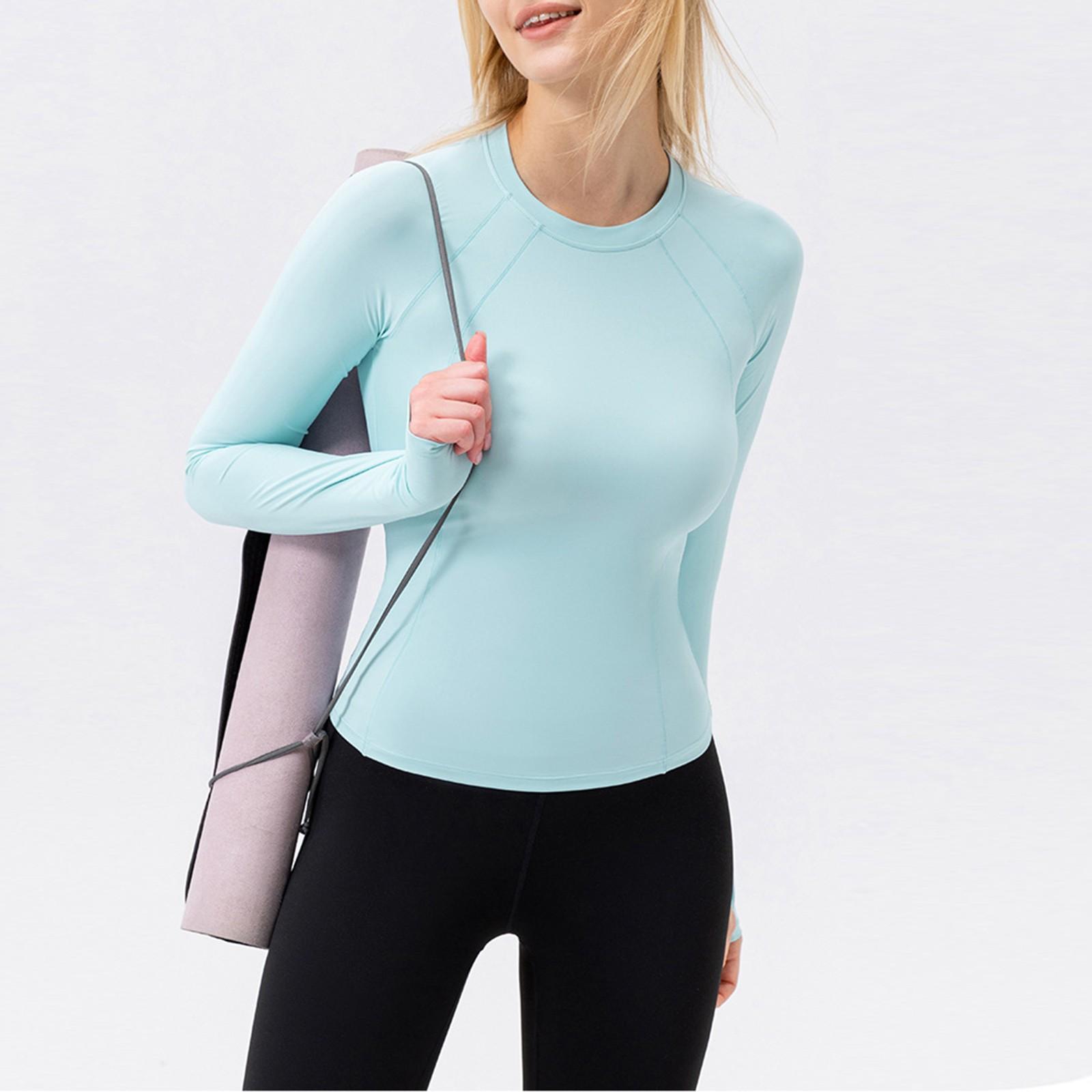 

Women s Yoga Wear Long Sleeve Cool Breathable Sports T-shirt Running Fitness Top Anti-ultraviolet XXL