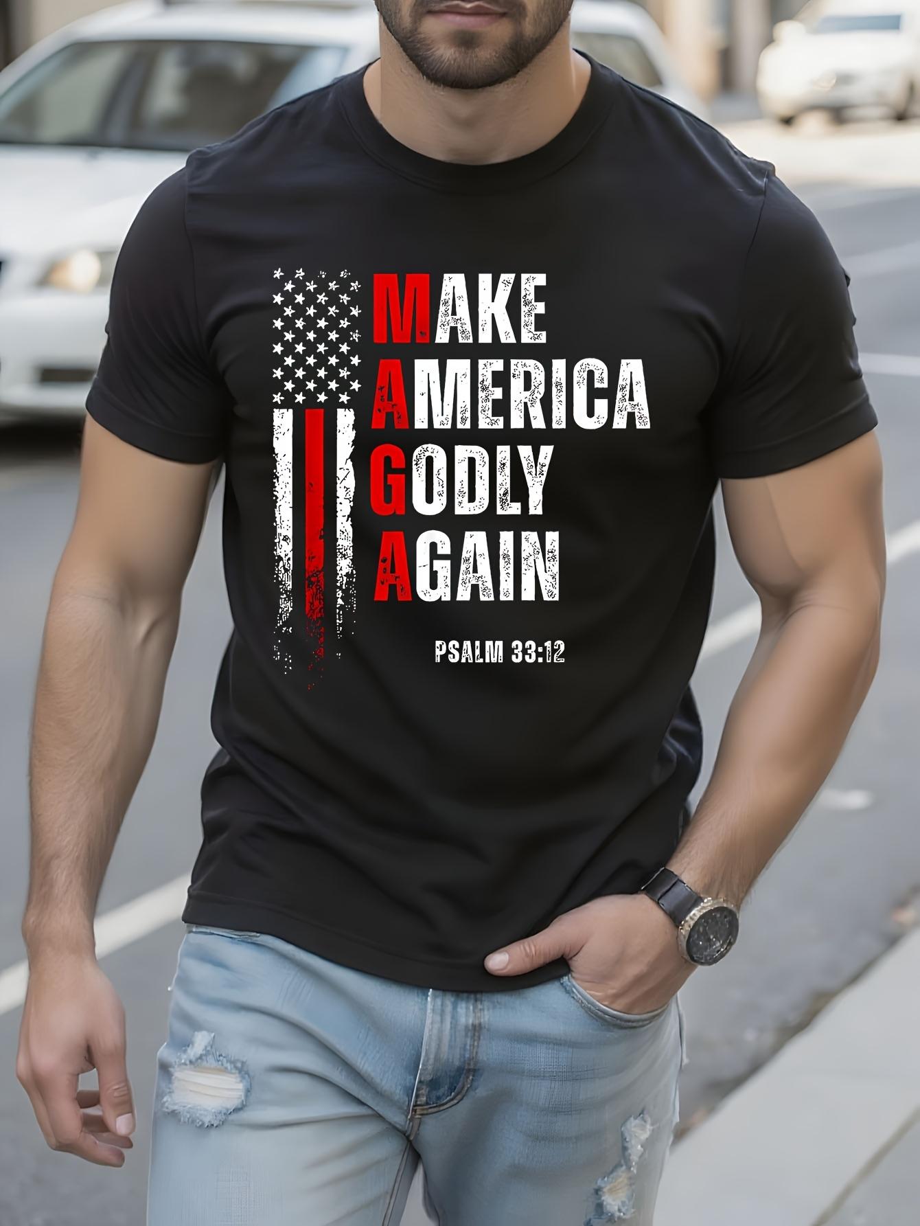 Make America Godly Again Christian Tshirt Black with Whit... XL