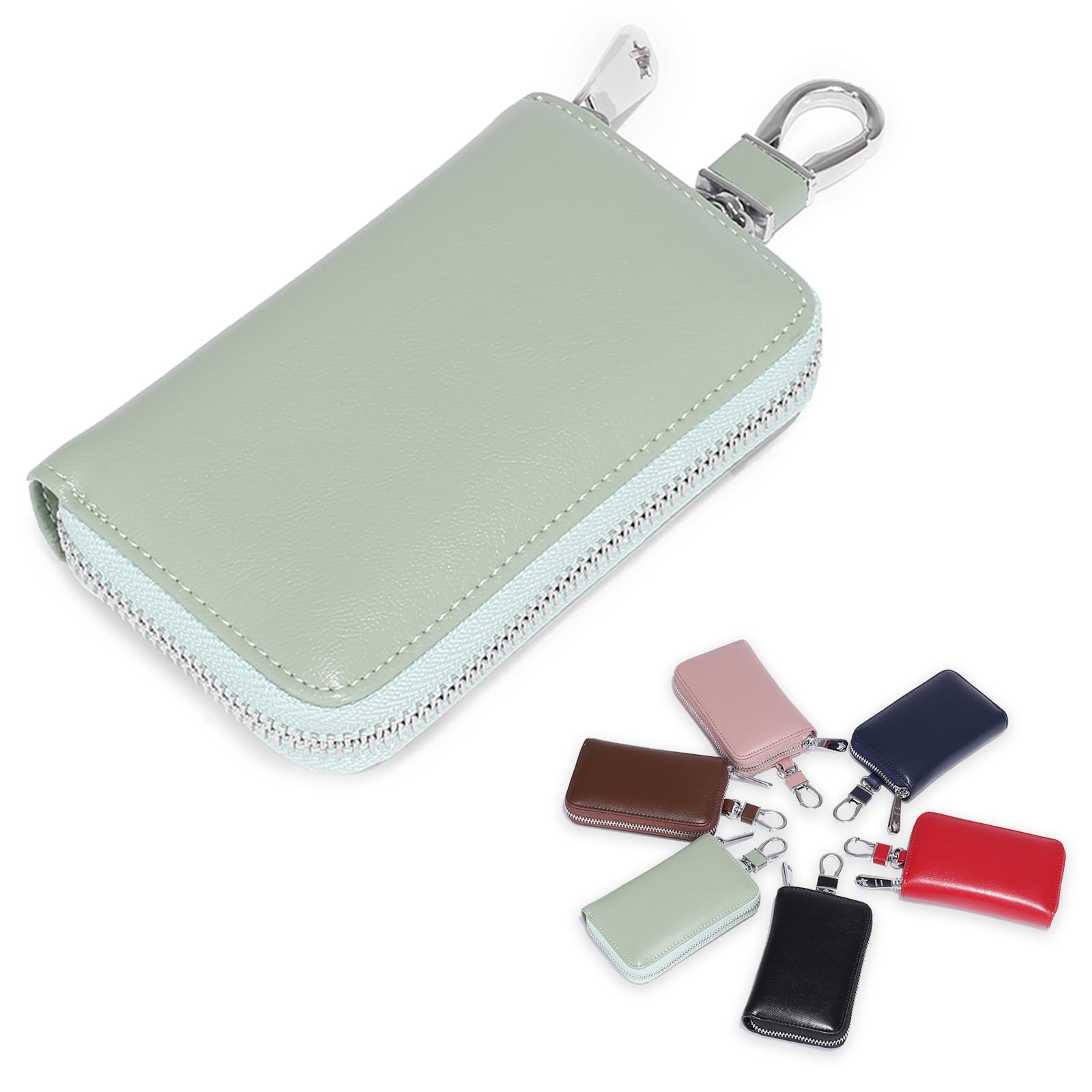 

Amzbag Key Case for Men and Genuine Integrated Card Key Smart Key Large 6 Coin Rotating Passport Stylish Gift Women, Leather, Wallet, Case, Case, зелений