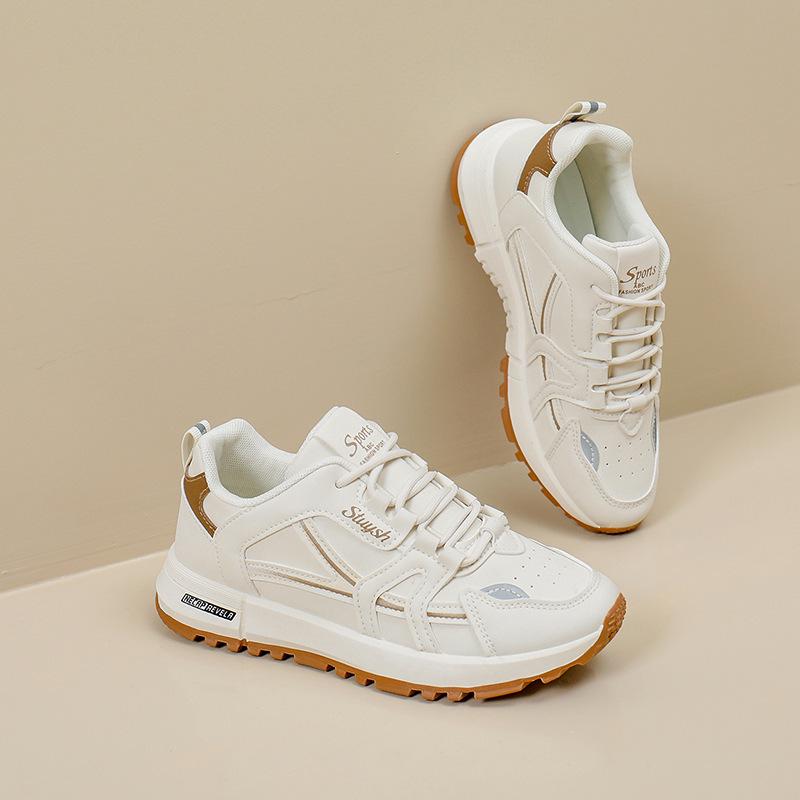 Women's Leather Surface Running Shoes, Spring 2026 - Versatile Casual & Athletic Footwear, Forrest Gump Style, Dad Shoe Design.