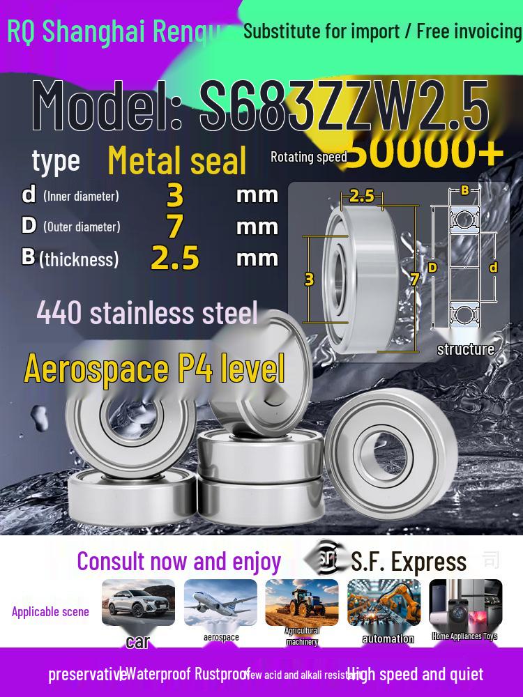 High-Speed Mini Micro Bearings Set: 440 Stainless Steel, 4 Models, 3 Bearings Each, Inner Diameter: 1, 2, 5, 6, 7, 8, 9, 10, 12mm