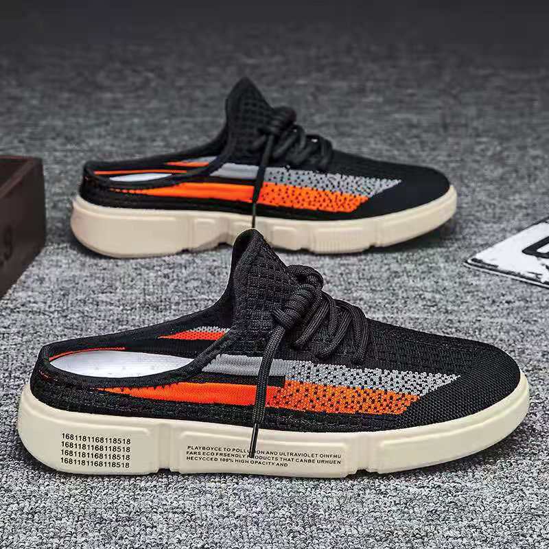 

Новые парусиновые туфли Сетчатые полуботинки Мужские летние ленивые тапочки Студенческая повседневная обувь Спортивные модные полые дышащие сандалии 44 чёрный
