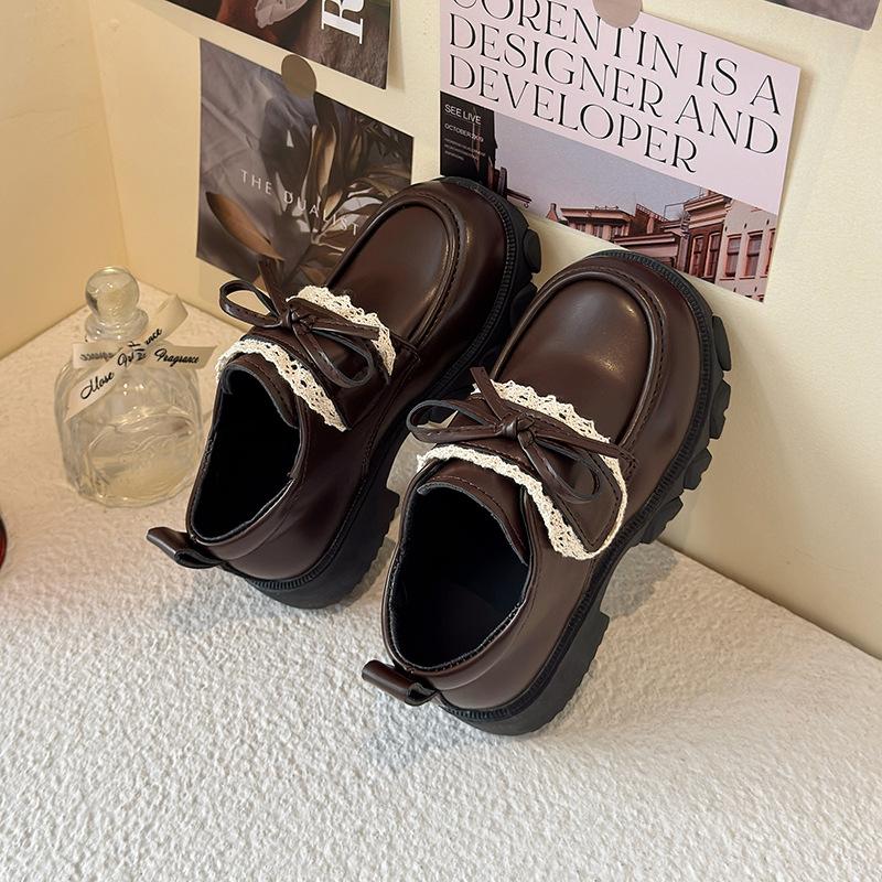 Girls' leather shoes 2025 spring new children's shoes little girl princess shoes soft-soled loafers trendy retro leather shoes