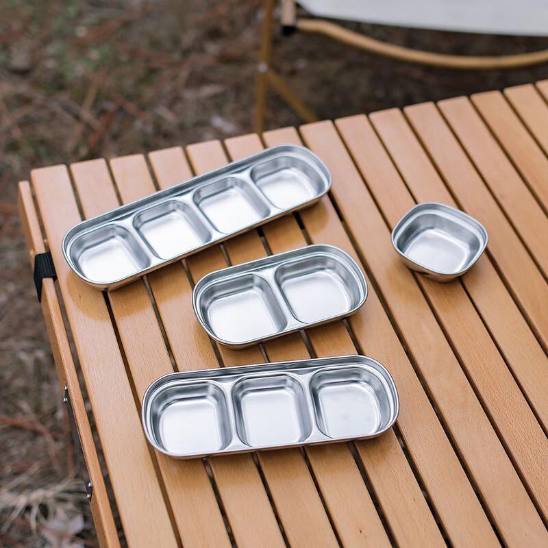 Korean Style Stainless Steel Divided Dipping Sauce Dish