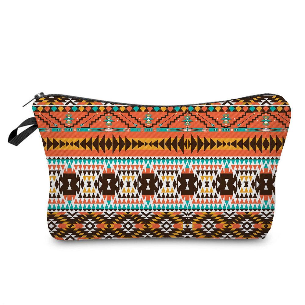 Women Geometric figure Print Cosmetic Bag Toiletries Organize Travel Storage Case 6756 KTB