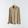 2025 Spring Women's Long Sleeve Silk Blouse - Luxurious Mulberry Solid Color Shirt