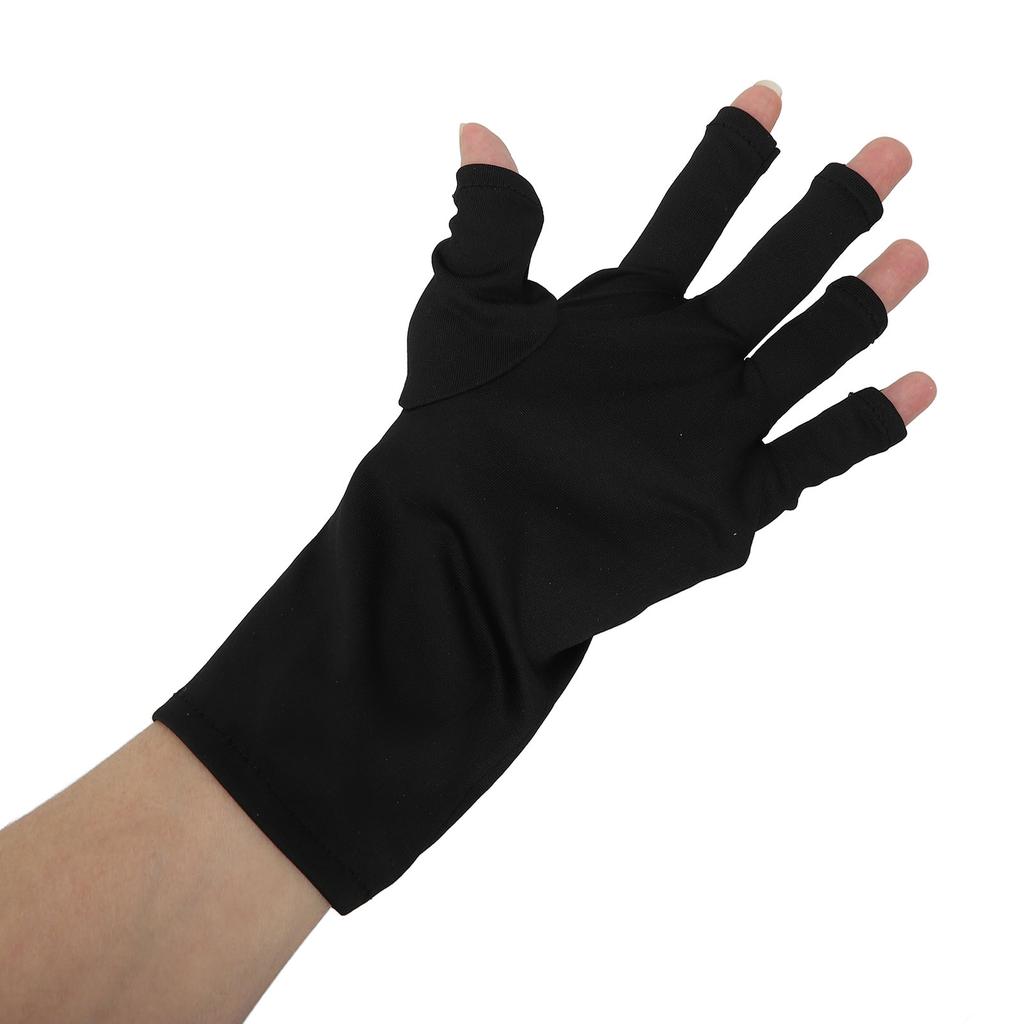 2 Pairs UV Gloves Fingerless Excellent Elasticity Art UV Blocking Gloves for Nail Gel Dryer Black