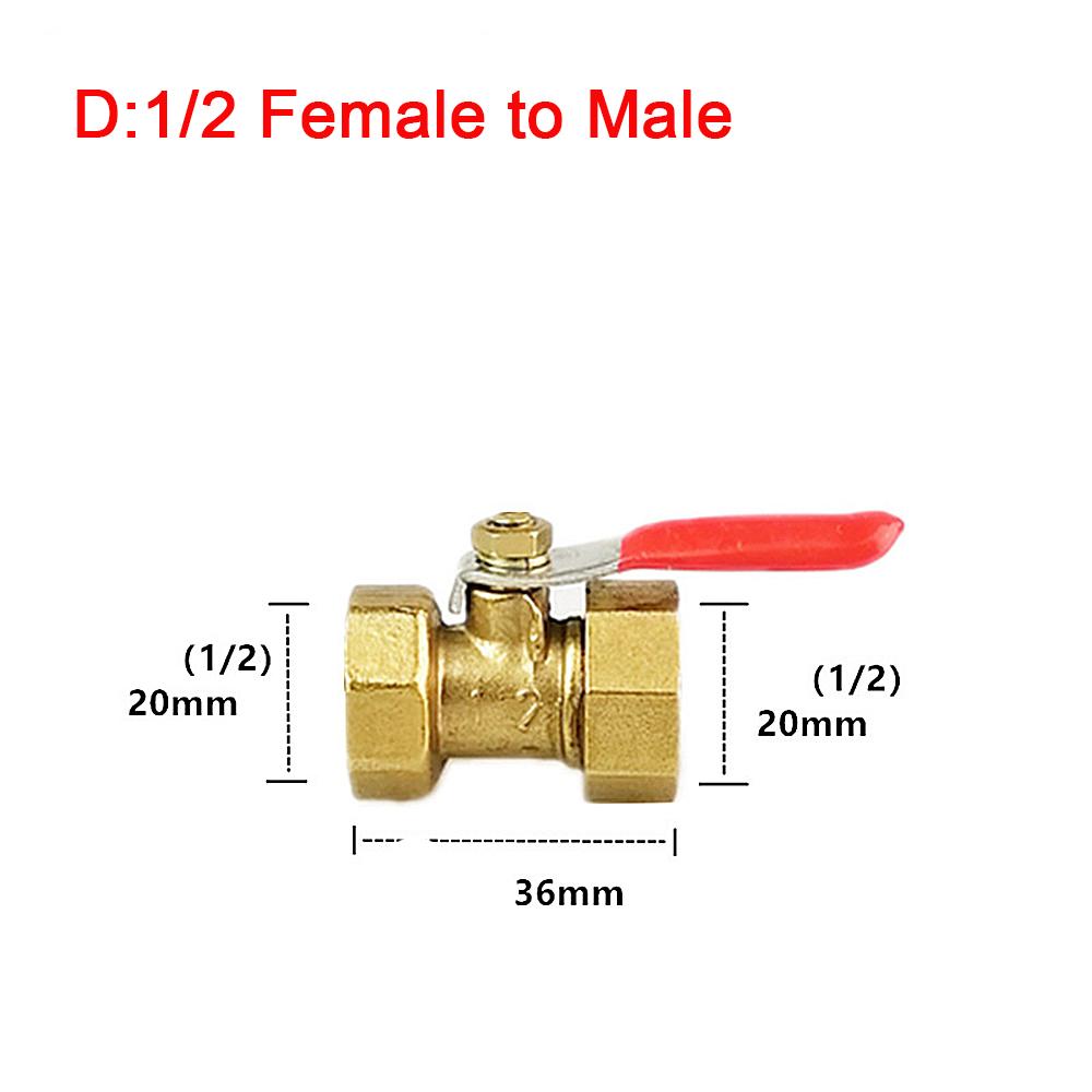 1/4" 1/2" BSP Female Male Thread Two Way Brass Pneumatic Shut Off Ball Valve Pipe Fitting Connector Coupler Adapter