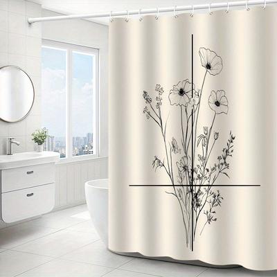 Floral Pattern Shower Curtain with Hooks,Machine Washable, All-Season Home Decor Accessory, Shower Curtains for Bathroom
