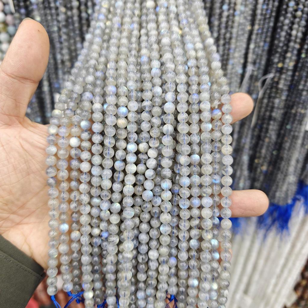 Natural Light Gray Moonstone Labradorite Beads for DIY Bracelet/Necklace Accessories