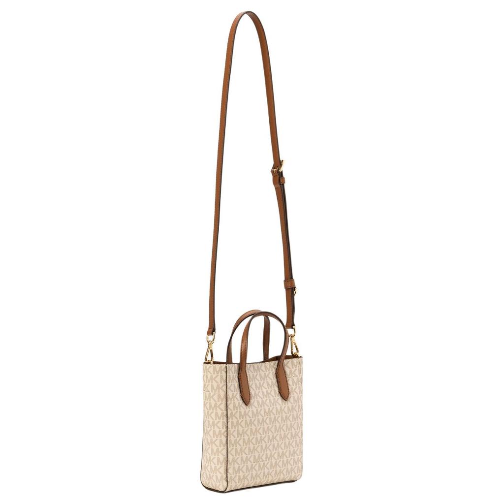 Michael Kors Vincent Logo Print Magnetic Closure Coated Canvas Shoulder Crossbody Mini Bag Women Handbags Vanilla-White 35F4G2VC0B-VANILLA