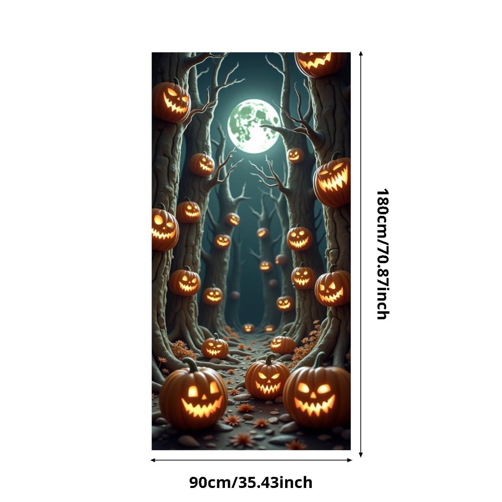 Jack O Lantern Banner Starry Sky Forest Theme Banner Pumpkin Banner Halloween Theme Spooky Decoration For Autumn Celebration