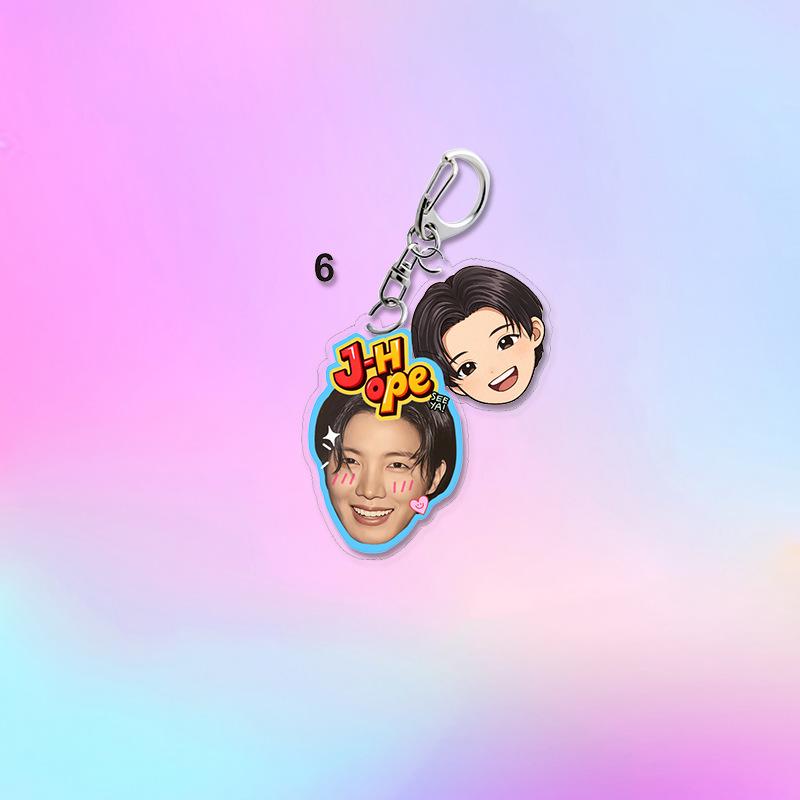 7pcs BTS Keychain, Bangtan Boys Photo & Cartoon Keyring with Name Tag, Cute Kpop ARMY Fans Bag Charm, Kpop Idol Bag Pendant