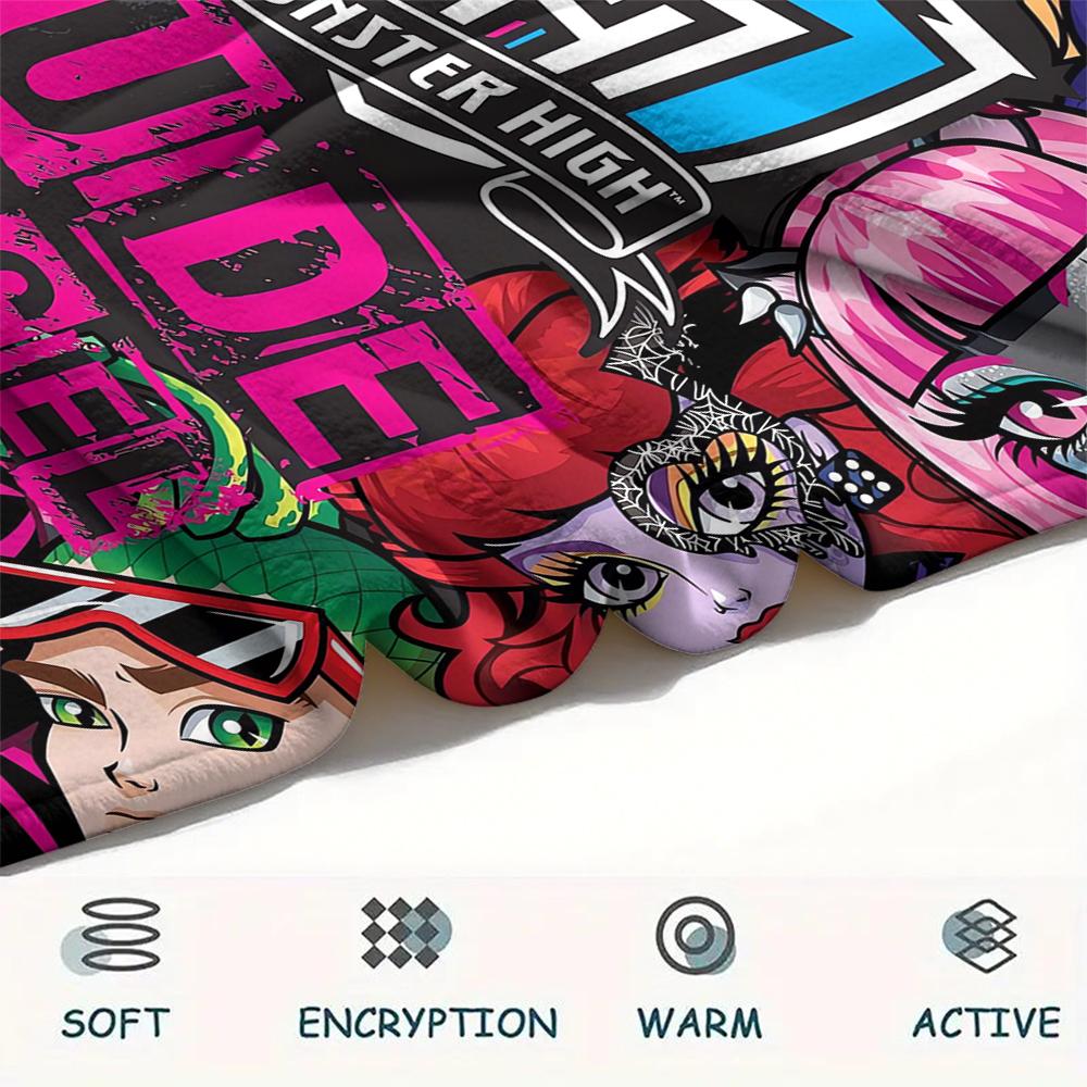 1 Stück Monster High Druck Flanelldecke, Hohe Qualität, Bequem für alle Jahreszeiten, Heimdekoration, Wärme und Komfort, Perfekt für Weihnachtsgeschenke