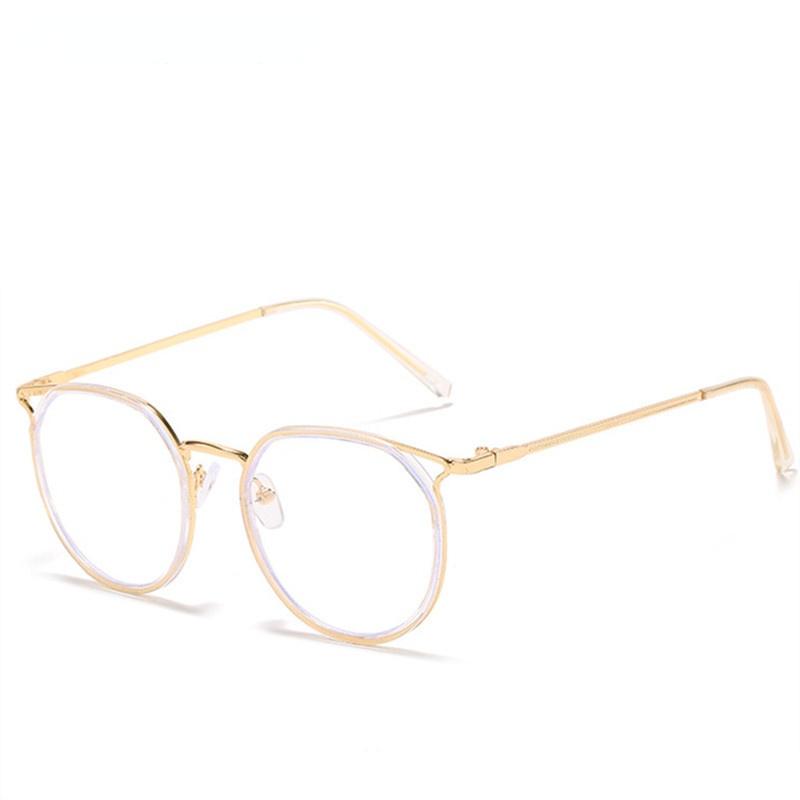 Full Frame Retro Metal Myopic Eyeglass Frame Anti Blue Light Short Sight Eyeglasses Round Women Men Cat Eye Near Sighted Glasses