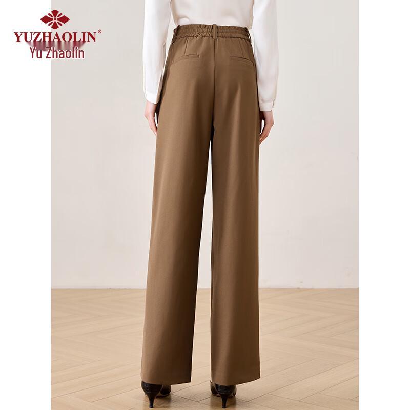 Yu Zhaolin Damen High-Waist Gerade Bein Fließende Hose - Karamell