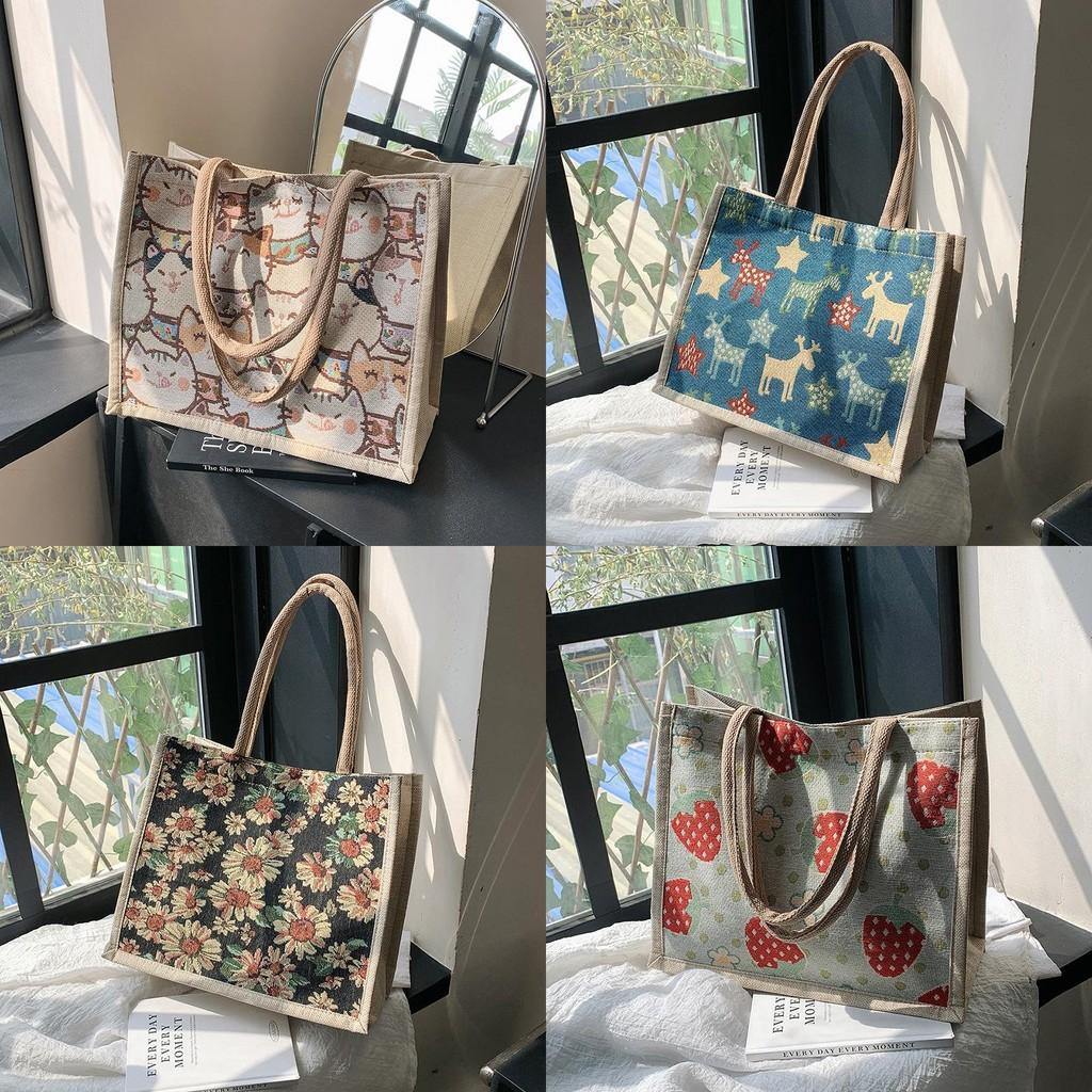 Street Style Linen Tote Bag With Magnetic Closure For Casual Daily Use